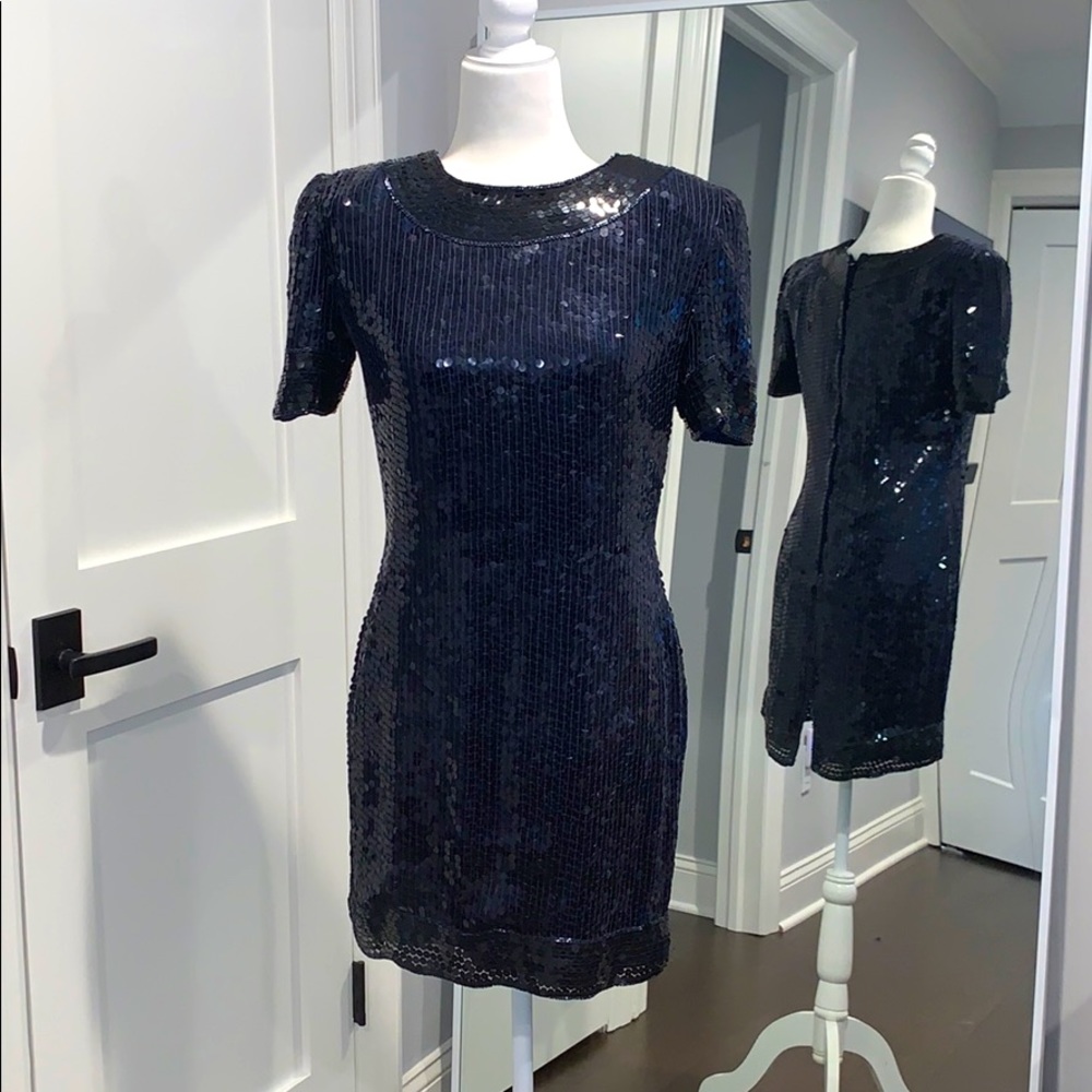 Navy sequins party dress